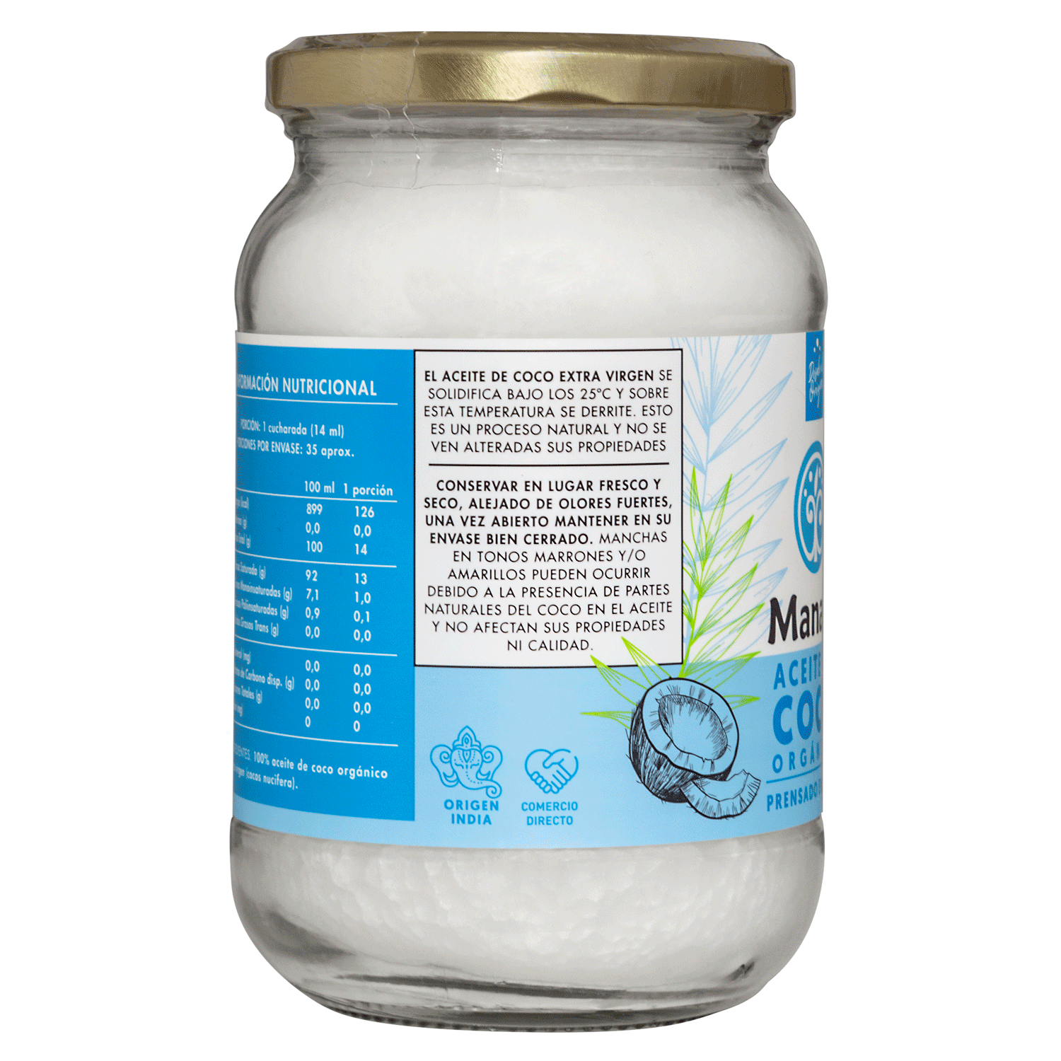 Aceite de Coco Orgánico Manare 6x500ml